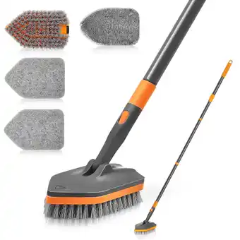 Walmart NEWE Shower Cleaner Brush with 56 inches Long Handle (Grey Orange) offer