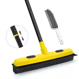 Walmart JEHONN Rubber Broom with Squeegee for Pet Hair Remover (Yellow) offer