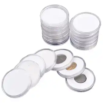 Walmart 60 Pcs 46mm Coin Cases Capsules Holder Applied Clear Plastic Round Storage Box offer