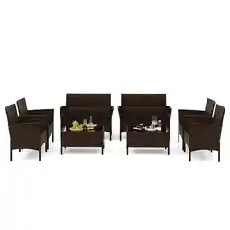 Walmart Gymax 8 Piece Patio Rattan Conversation Set Outdoor Wicker Furniture Set w/ Chair offer