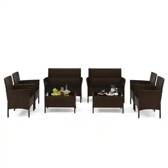 Walmart Gymax 8 Piece Patio Rattan Conversation Set Outdoor Wicker Furniture Set w/ Chair offer