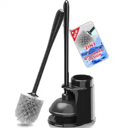 Walmart JEHONN Toilet Plunger and Brush Set Black with Holder and Hidden Tweezers offer