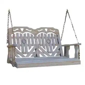 Walmart 53 in. Treated Pine Heartback Porch Swing with Hearts & Scroll offer