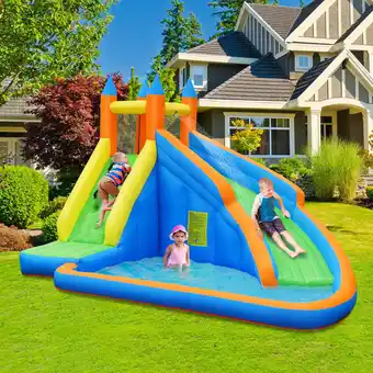 Walmart Costway Inflatable Water Slide Mighty Bounce House Castle Moonwalk Splash Pool without Blower offer