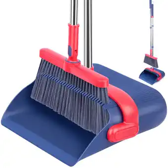 Walmart SUGARDAY Broom and Dustpan Combo Set with Long Handle for Home Floors offer