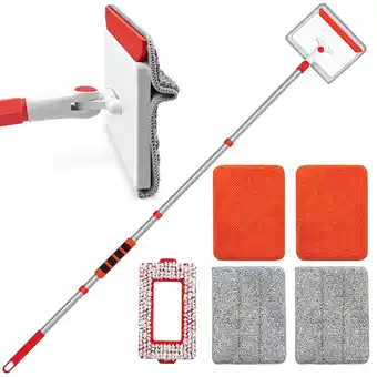 Walmart JEHONN Wall & Baseboard Cleaner Mop Tool with 4 Reusable Pads Red offer