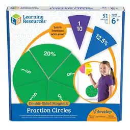 Walmart Learning Resources Double-Sided Magnetic Fraction Circles, Math Manipulatives, Ages 6+, LER1616 offer