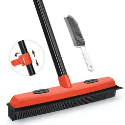 Walmart JEHONN Rubber Broom Carpet Rake Brush for Pet Hair with Squeegee (Red) offer