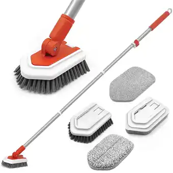 Walmart JEHONN Tub Tile Scrubber Brush with Long Handle (Red) offer