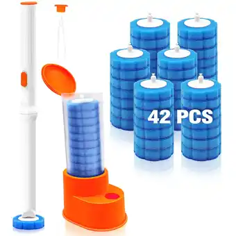 Walmart JEHONN Disposable Toilet Brush Holder Set with 42 Refills (Orange) offer