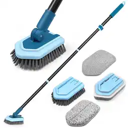 Walmart JEHONN Tub Tile Scrubber Brush with Long Handle (Blue) offer