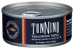 Walmart Tonnino Premium Yellowfin Tuna Chunks in Olive Oil, 4.94 oz, Can, Wild Caught offer