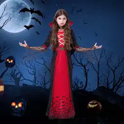 Walmart Joyfy Royal Vampire Costume for Girls Deluxe Set Halloween vampire cape Women Queen Dress Up Party-M offer