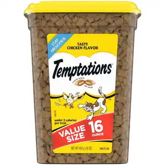 Walmart Temptations Classic Tasty Chicken Flavor Crunchy And Soft Treats For Cats, 16 Oz Tub offer