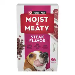 Walmart Purina Moist & Meaty Dry Dog Food, High Protein Steak Flavor with Real Beef, 6 oz Pouches (36 Pack) offer