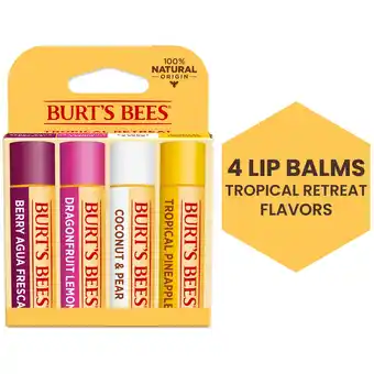 Walmart Burt's Bees 100% Natural Origin Moisturizing Lip Balm, Tropical Variety Pack, 4 Tubes offer