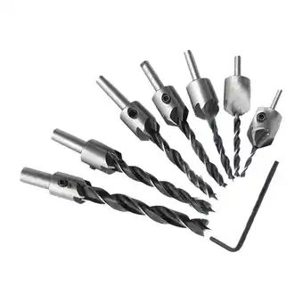 Walmart 7Pcs Three Point Carpentry Countersunk Drill 3-10mm Drill Bit with Key Wrench offer