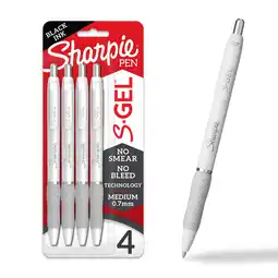 Walmart Sharpie S-Gel, Gel Pens, Medium Point (0.7mm), Black Ink, Pearl White Barrel, 4 Count offer