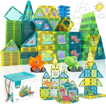 Walmart BUBUQE Magnetic Tiles Dinosaur Building Blocks, STEM Educational Toy for Kids Ages 3-8 offer