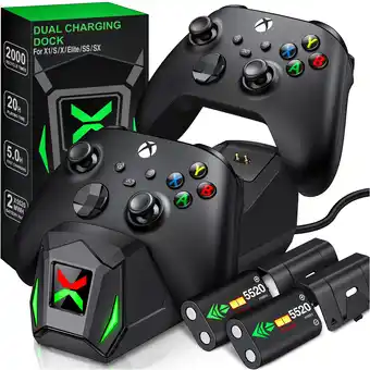 Walmart Beboncool Xbox Controller Charger Station with 5220mWh Rechargeable Battery Pack, Black offer