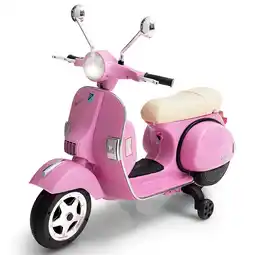 Walmart Costway Kids Vespa Scooter, 6V Rechargeable Ride on Motorcycle w/Training Wheels Pink offer