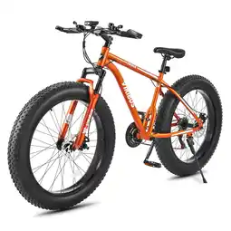 Walmart VIRIBUS 26 Fat Tire Mountain Bike with Front Suspension 21 Speeds & Disc Brakes Orange offer