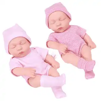 Walmart AmaMary 8 inch Sleeping Reborn Baby Dolls Set with 2 Outfits, Twin Soft Vinyl Dolls for Girls offer