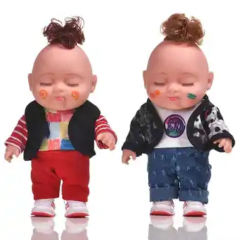 Walmart AmaMary 2Pcs 8 Mini Reborn Doll Realistic Vinyl Handmade Fashion Dress Up Children's Gift offer