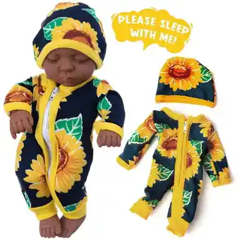 Walmart AmaMary 10 inch Reborn Black Doll Soft Washable Silicone Doll Gift for Kids offer