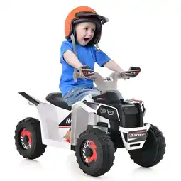 Walmart Costway Kids Ride on ATV 4 Wheeler Quad Toy Car 6V Battery Powered Motorized Toy White offer