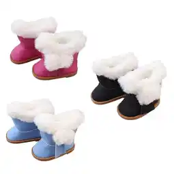 Walmart AmaMary 18 Doll Shoes American Doll Accessories 3 Pairs Winter Plush Snow Boots (Pink Black Blue) offer