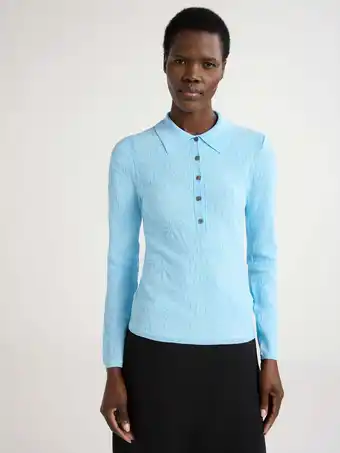 Walmart Scoop Woman's Fitted Jacquard Polo with Long Sleeves, Sizes XS-XXL offer