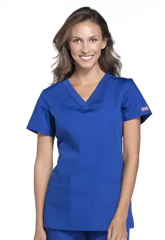 Walmart Cherokee Workwear Originals Women's Scrubs V-Neck Top with 3 Pockets - WW645 offer