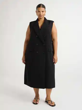 Walmart Scoop Women's and Women's Plus Crepe Oversized Double Breasted Long Vest, Sizes XS-4X offer