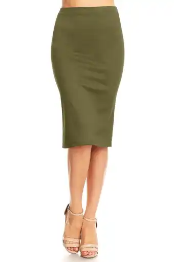 Walmart Women's Stretch Comfy Office Work Wear Solid Pencil Skirt offer