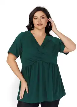 Walmart Finepeek Summer Plus Size Short Sleeve V Neck Tops Blouses for Women offer