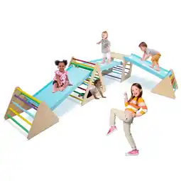 Walmart GOME 7-Piece Toddler Climbing Gym Set, 1 Square and 3 Triangle Climbers with 3 Ramps offer