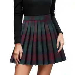 Walmart Bjutir Fashion Skirt For Womens Casual Plaid High Waist Pleated A Line Mini Skirt Gray offer