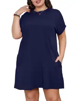 Walmart SIEANE Womens Plus Size Dress Casual Loose T-Shirt Dress with Pockets 1X-5X offer