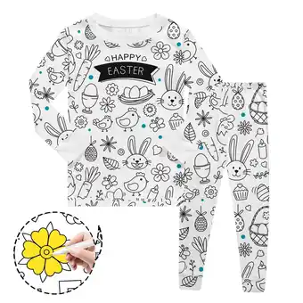 Walmart Baby Pajamas Sketch Coloring Diy Hand Drawn Hoodie Unisex Sweatshirt Pants Outfit Pjs Girls White offer