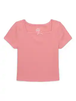 Walmart Wonder Nation Girls Square Neck Top with Short Sleeves, Sizes 4-18 offer