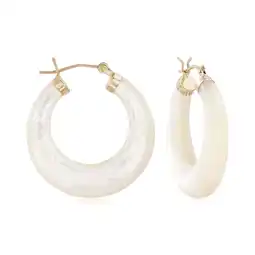 Walmart Ross-Simons Mother-Of-Pearl Hoop Earrings With 14kt Yellow Gold, Women's, Adult offer