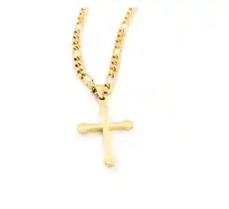 Walmart 14K Figaro Gold Cross Pendant Necklace for Men, Women, Fashion Jewelry, Wear Alone or with Pendant offer