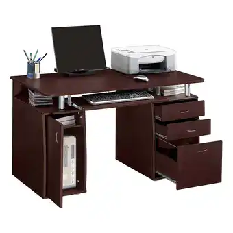 Walmart Ktaxon Brown Computer PC Desk Home Office Study Writing Table 3 Drawers Bookcase offer