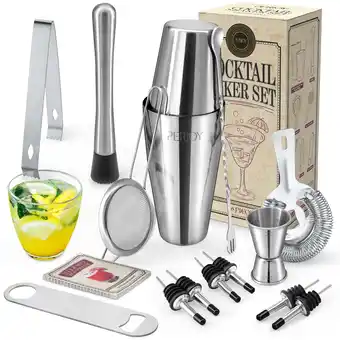 Walmart Bartender Kit - 16 Piece Stainless Cocktail Shaker Set, Full Bartender Bar Tools for Home Bars Party offer