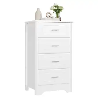 Walmart Homfa 4 Drawers Dresser with Metal Handle, Nightstand Sofa Table for Bedroom Living Room, White offer