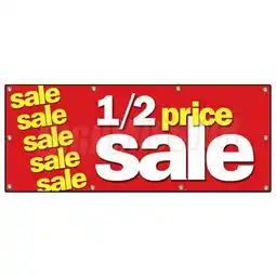 Walmart 36 x 96 in. Half Price Sale Banner Sign - 0.5 Huge Retail Clearance Discount Off offer