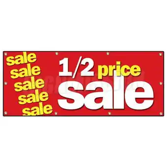 Walmart 36 x 96 in. Half Price Sale Banner Sign - 0.5 Huge Retail Clearance Discount Off offer