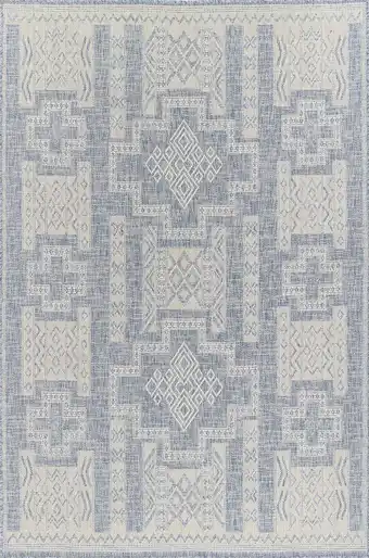 Walmart Momeni Hampton Geometric Blue Indoor Outdoor Rug 2' X 3' offer