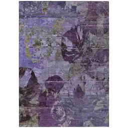 Walmart Addison Rugs Machine Washable Indoor/ Outdoor Abstract Leaves Chantille Rug Purple - 3' x 5' offer